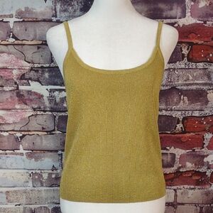 Ann Taylor Antique Gold Metallic Knit Tank Top